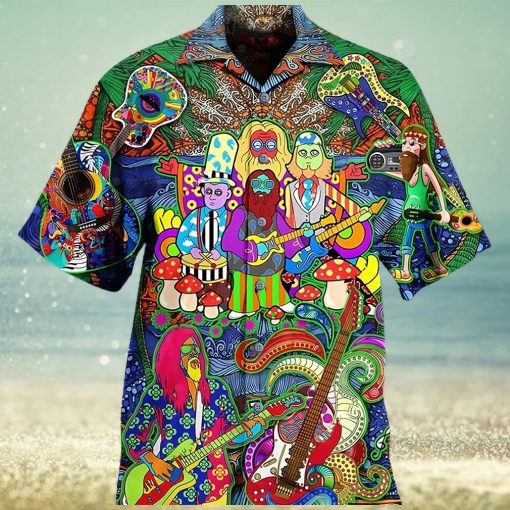 Hippie Music Electric Guitar Color Gifts Clothes Hawaiian Shirt