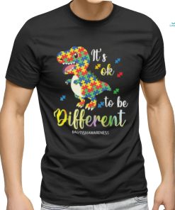 It’s Ok To Be Different T Rex Autism Awareness Colors T Shirt