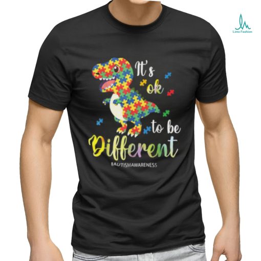 It’s Ok To Be Different T Rex Autism Awareness Colors T Shirt