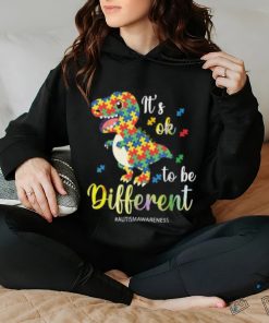 It’s Ok To Be Different T Rex Autism Awareness Colors T Shirt