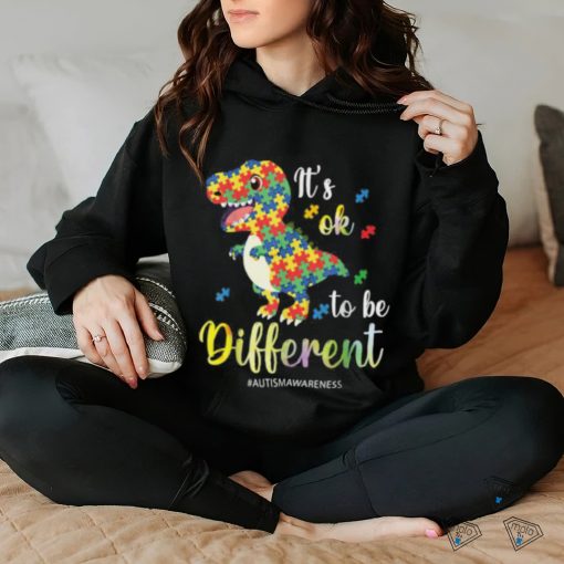 It’s Ok To Be Different T Rex Autism Awareness Colors T Shirt