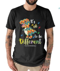 It’s Ok To Be Different T Rex Autism Awareness Colors T Shirt