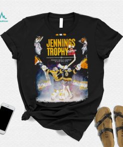 Jennings Trophy Champs Fewest Goals Against In The NHL Linus Ullmark And Jeremy Swayman poster shirt