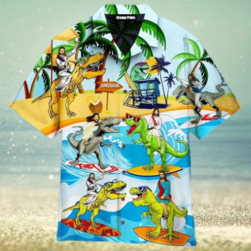 Jesus Ride A Dinosaur Hawaiian Shirt