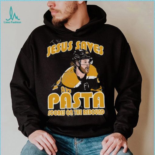 Jesus Saves Pasta Scores Tee David Pastrnak