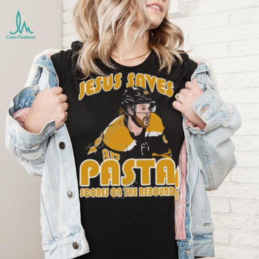 Jesus Saves Pasta Scores Tee David Pastrnak