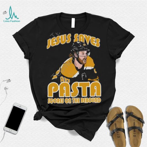 Jesus Saves Pasta Scores Tee David Pastrnak