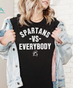 Jr wearing spartans vs everybody shirt