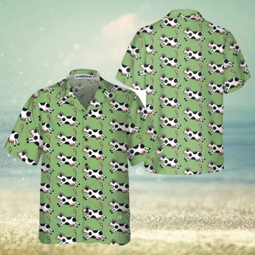 Jumping Cow Hawaiian Shirt, Cow Shirt For Men & Women, Funny Cow Print Shirt