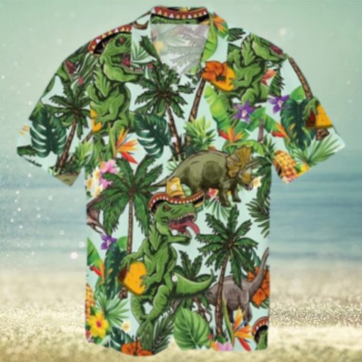 Jurassic Park Hawaiian Shirt T rex With Taco Jurassic Dinosaur