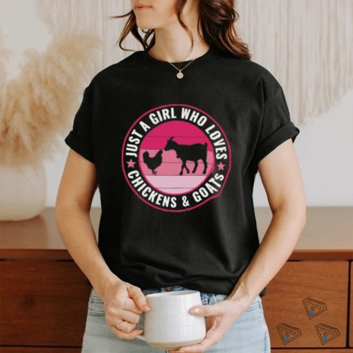 Just A Girl Who Loves Chickens And Goats Farmer Stars Vintage T Shirt