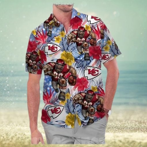 Kansas City Chiefs America Flag Tropical Floral Aloha Hawaiian Shirt