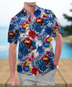 Kansas Jayhawks America Flag Tropical Floral Aloha Hawaiian Shirt