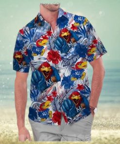 Kansas Jayhawks America Flag Tropical Floral Aloha Hawaiian Shirt