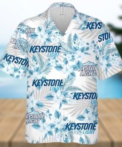 Keystone Light Beer Flowers Pattern Hawaiian Shirt