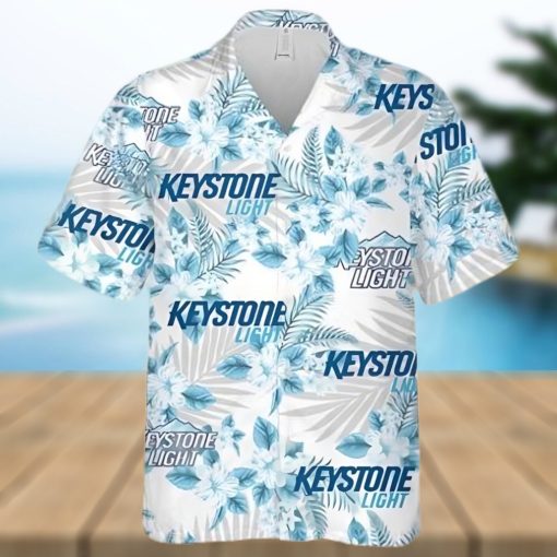 Keystone Light Beer Flowers Pattern Hawaiian Shirt