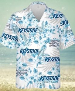 Keystone Light Beer Flowers Pattern Hawaiian Shirt