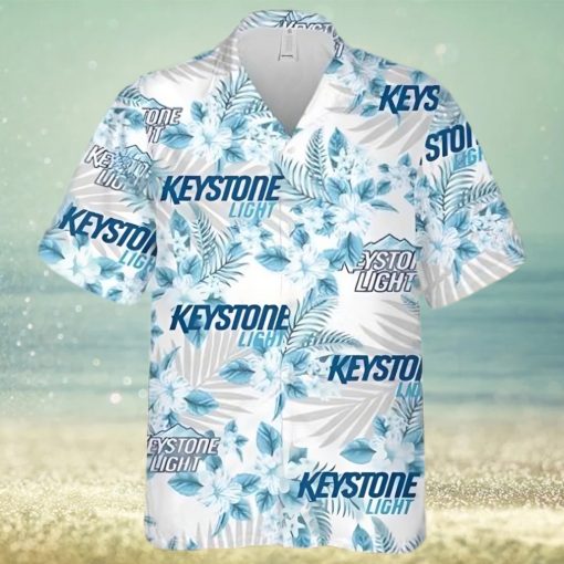 Keystone Light Beer Flowers Pattern Hawaiian Shirt