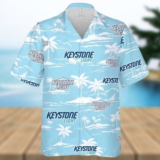 Keystone Light Beer Island Palm Leaves Hawaiian Shirt