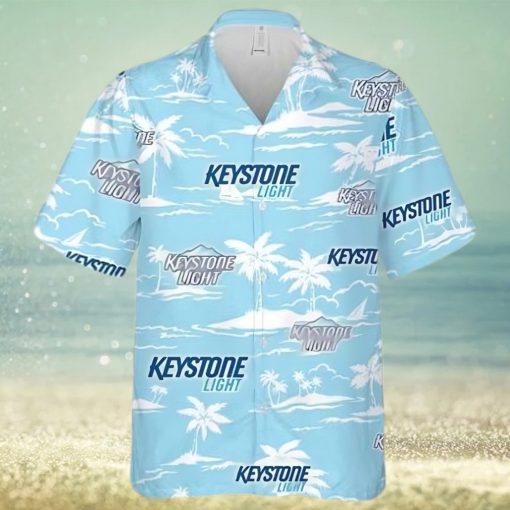 Keystone Light Beer Island Palm Leaves Hawaiian Shirt