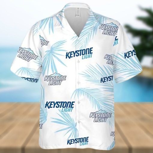 Keystone Light Beer Palm Leaves Pattern Hawaiian Shirt