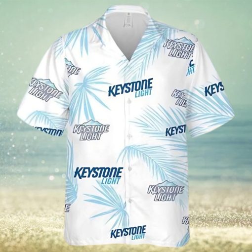 Keystone Light Beer Palm Leaves Pattern Hawaiian Shirt