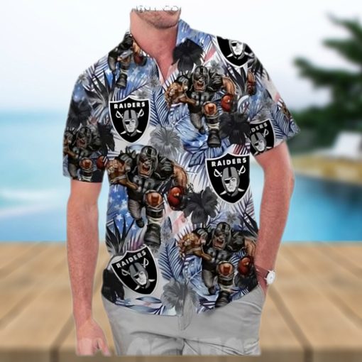 Las Vegas Raiders America Flag Tropical Floral Aloha Hawaiian Shirt