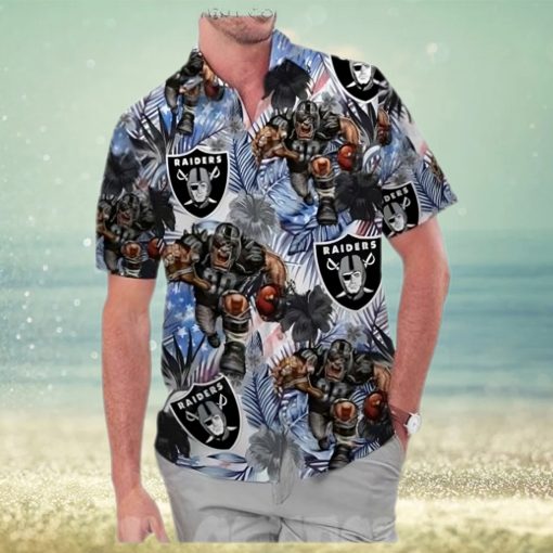 Las Vegas Raiders America Flag Tropical Floral Aloha Hawaiian Shirt