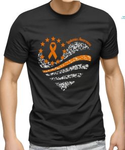 Leukemia Awareness Heart Star Orange American Flag T Shirt