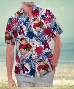 Los Angeles Angels America Flag Tropical Floral MLB Aloha Hawaiian Shirt