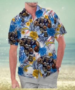 Los Angeles Chargers America Flag Tropical Floral Aloha Hawaiian Shirt