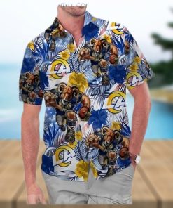 Los Angeles Rams America Flag Tropical Floral Aloha Hawaiian Shirt