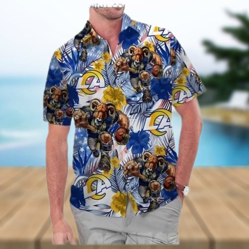 Los Angeles Rams America Flag Tropical Floral Aloha Hawaiian Shirt