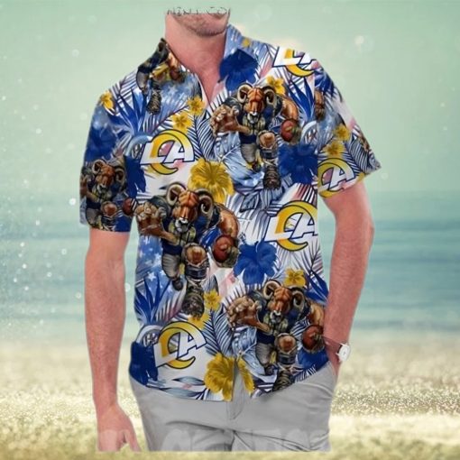 Los Angeles Rams America Flag Tropical Floral Aloha Hawaiian Shirt