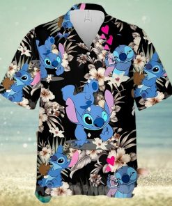 Lovely Stitch Disney Cartoon Graphics Hibiscus All Over Print Hawaiian Shirt