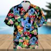 Lovely Stitch Disney Cartoon Graphics Red Hibiscus All Over Print Hawaiian Shirtt