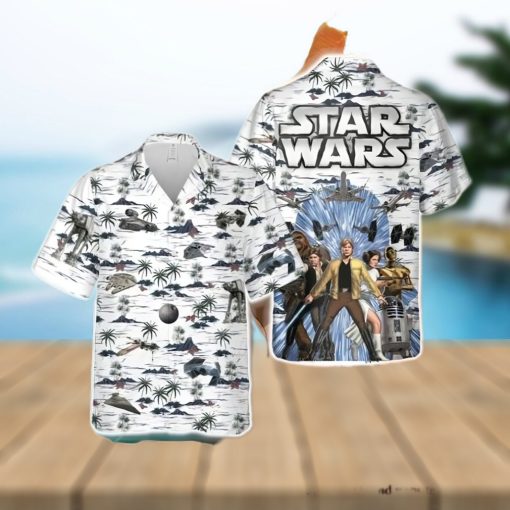 Luke Skywalker Princess Leia Han Solo Chewbacca R2 D2 C 3PO Star Wars All Over Print Hawaiian Shirt