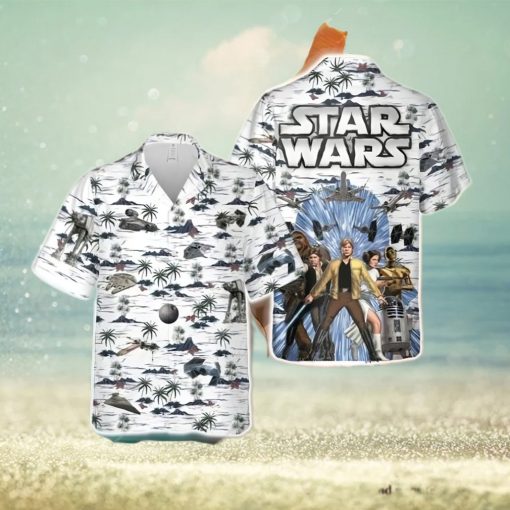 Luke Skywalker Princess Leia Han Solo Chewbacca R2 D2 C 3PO Star Wars All Over Print Hawaiian Shirt