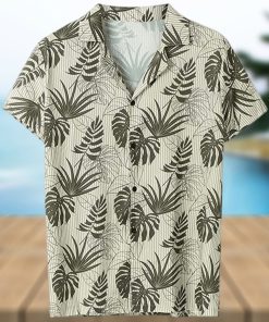 MFCHY Hawaiian Shirt Summer Men Casual Shirt Leaves Printed Short Sleeve Tops Button