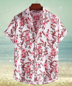 MFCHY Summer Men Beach Shirt Ethnic Style Print Men Casual Shirt Lapel Neck Streetwear Short Sleeve Tops Tropical Hawaiian