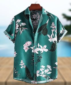 MFCHY Summer Shirts for Men Streetwear Short Sleeve Mens Shirts Casual Leopard Hawaiian Printing Shirt