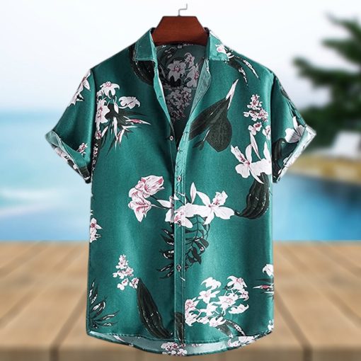 MFCHY Summer Shirts for Men Streetwear Short Sleeve Mens Shirts Casual Leopard Hawaiian Printing Shirt