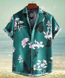 MFCHY Summer Shirts for Men Streetwear Short Sleeve Mens Shirts Casual Leopard Hawaiian Printing Shirt