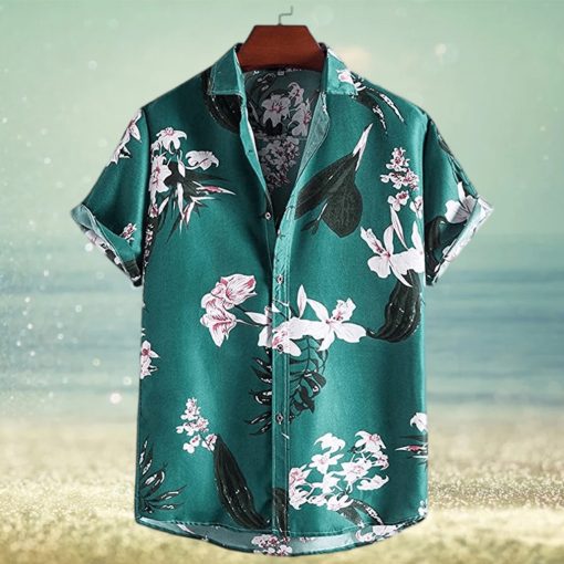 MFCHY Summer Shirts for Men Streetwear Short Sleeve Mens Shirts Casual Leopard Hawaiian Printing Shirt