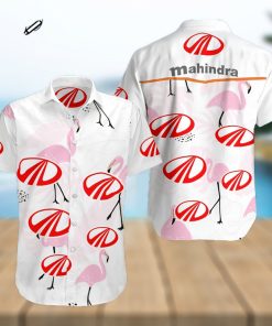 Mahindra And Mahindra Flamingo All Over Print Summer Short Sleeve Hawaiian Beach Shirt