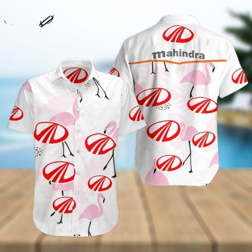 Mahindra And Mahindra Flamingo All Over Print Summer Short Sleeve Hawaiian Beach Shirt