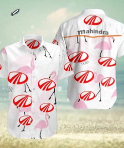 Mahindra And Mahindra Flamingo All Over Print Summer Short Sleeve Hawaiian Beach Shirt