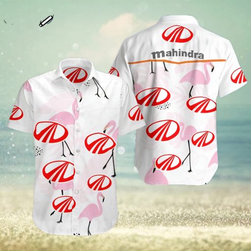 Mahindra And Mahindra Flamingo All Over Print Summer Short Sleeve Hawaiian Beach Shirt