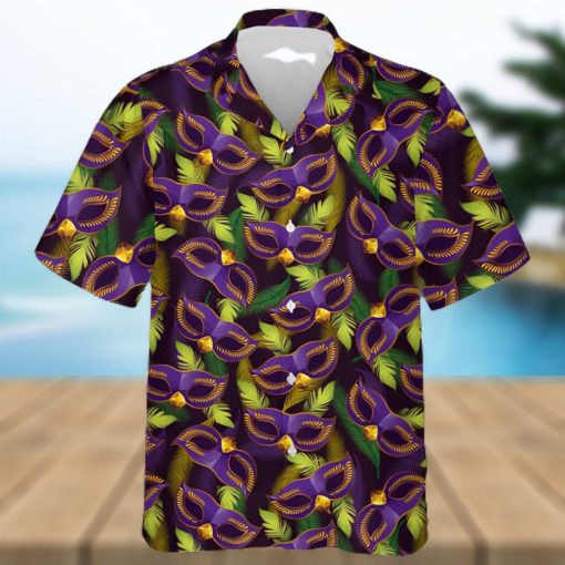 Mardi Gras Mask Hawaiian Shirt Aloha Mardi Gras Party Costume Beach Unisex Shirt