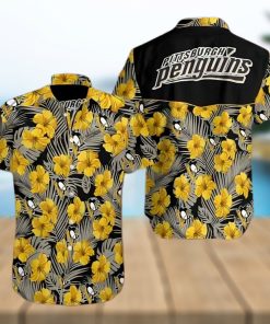 Men Pittsburgh Penguins Hockey Floral Aloha Hawaiian Shirt